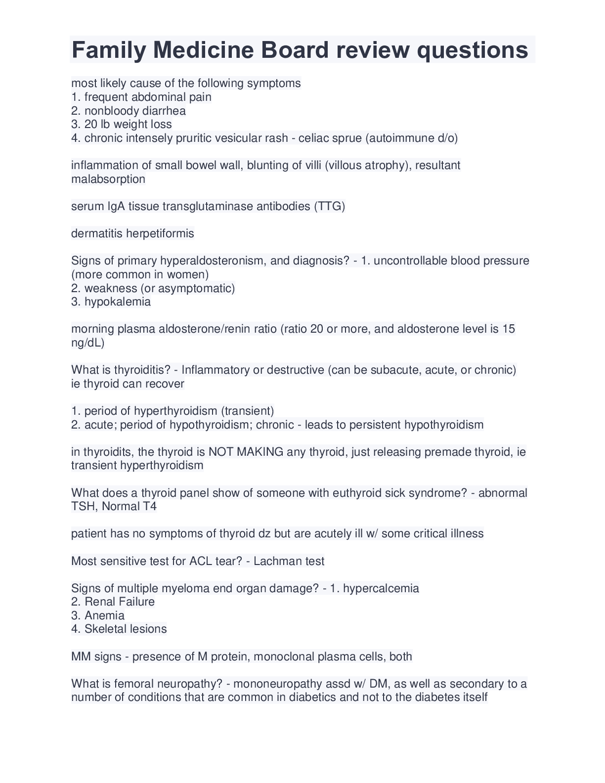 Family Medicine Board review questions Browsegrades